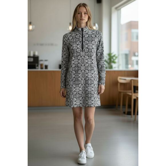 J. McLaughlin Dresses & Skirts - J. McLaughlin Bedford Damask black cream print Catalina cloth dress sz XL